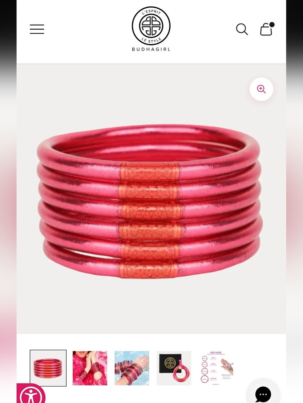 Budhagirl Single Pink All Weather Bangle New In Large